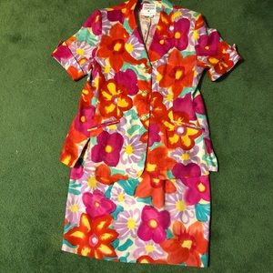 Ricky Freeman for Teri Jon Vintage Floral Skirt Suit